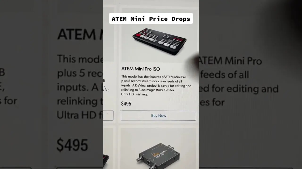 Price drops for the ATEM Mini Switchers from Blackmagic Design