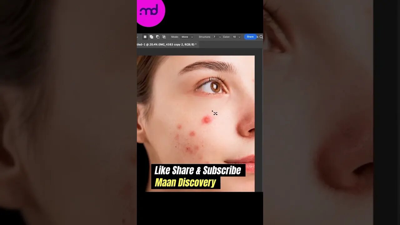 How to Remove acne & skin blemishes in Photoshop #shorts #viral