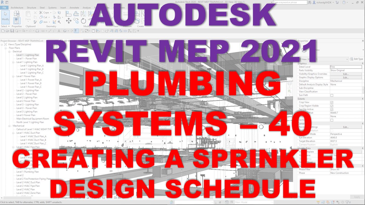 Autodesk Revit MEP 2021 - PLUMBING SYSTEMS - CREATING A SPRINKLER DESIGN SCHEDULE