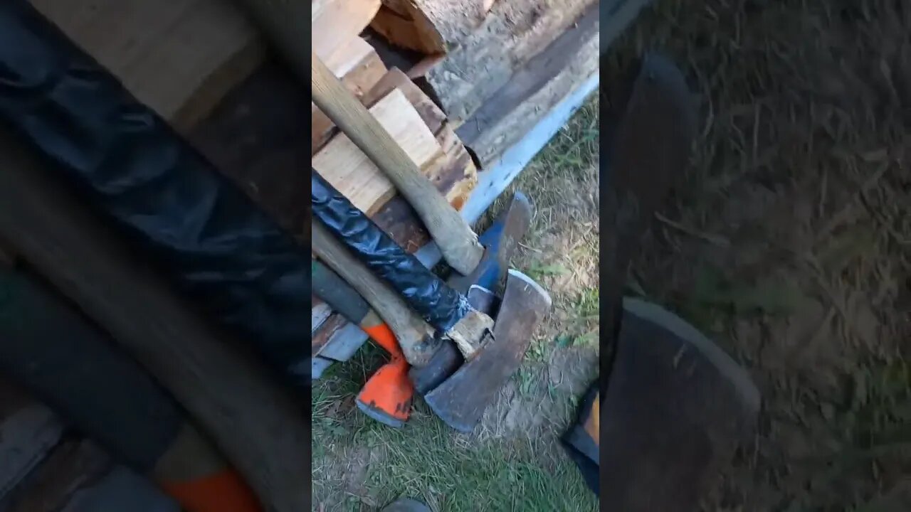 Splitting Wood. Double bladed Axe. #shorts