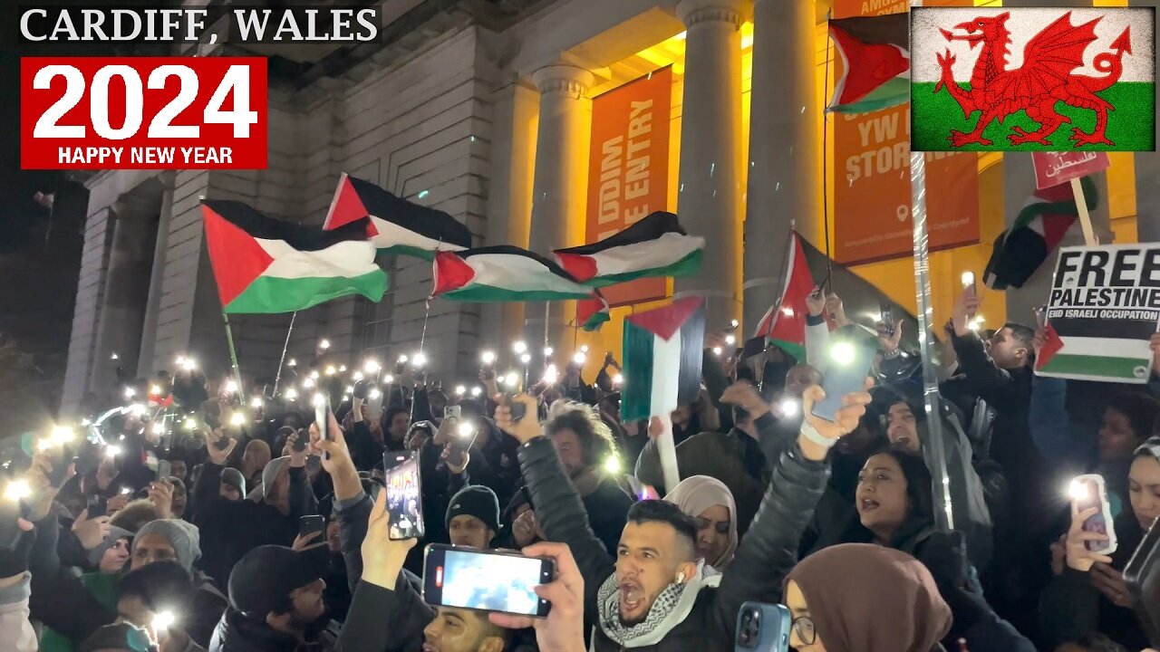 2024 Cardiff demanded a ceasefire in Gaza at the moment the city rang in the New Year