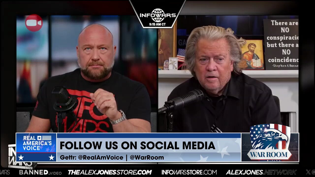 Bannon Joins Alex Jones for Final Moments of InfoWars as it is shut down.