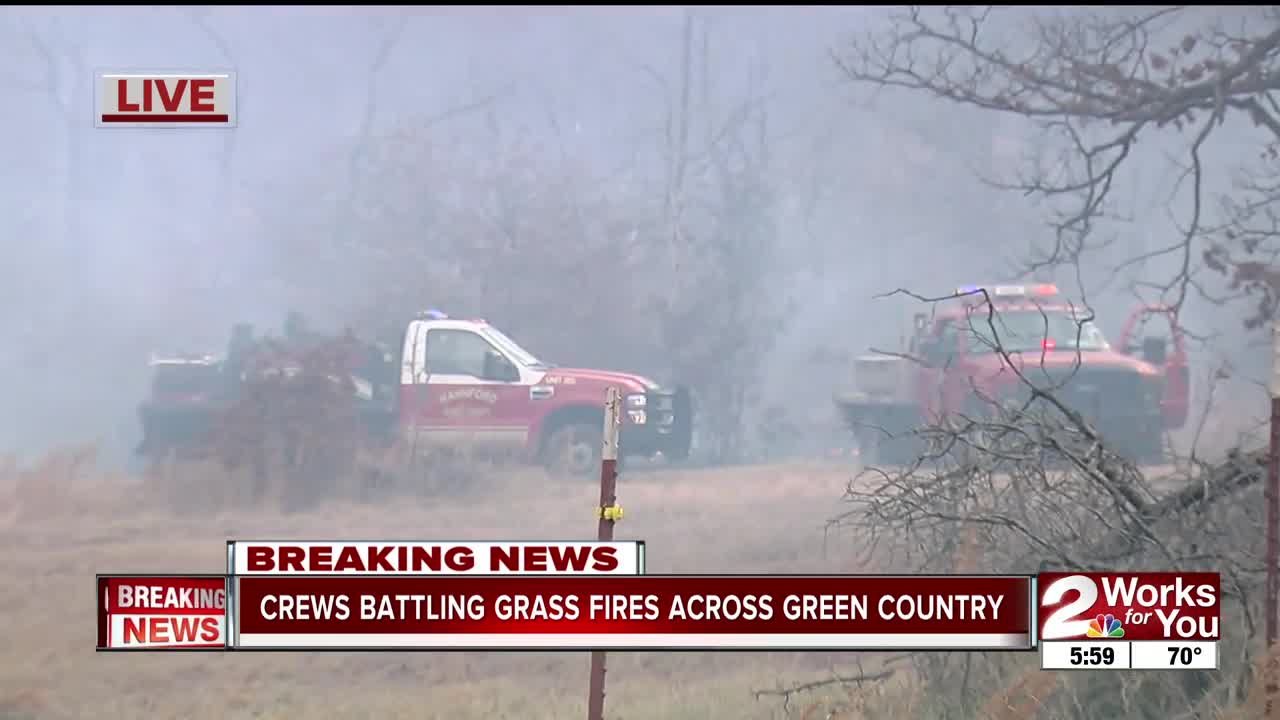 Grass fire burns near Mannford as residents wait in worry