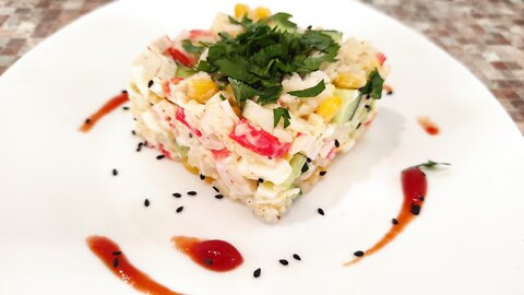 The fastest salad with crab sticks Recipe