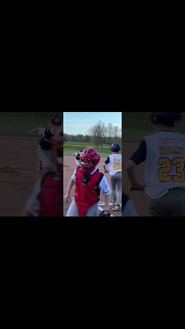 David meets Goliath at Home plate #baseball #sports #bubba #grandkids