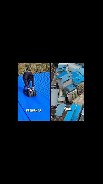 Why have some residents of China been putting BLUE material on their roofs?