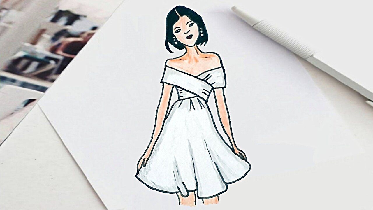 How to draw an easy dress design ?