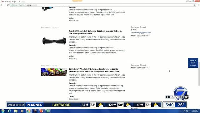 Recalls issued for 7 toy hoverboard models