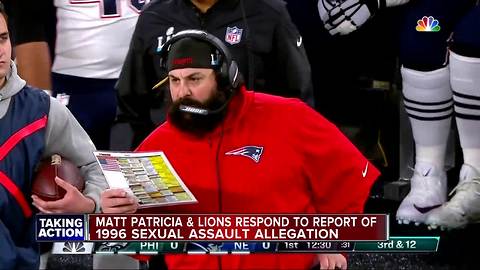 Matt Patricia, Lions respond to report of 1996 sexual assault allegation