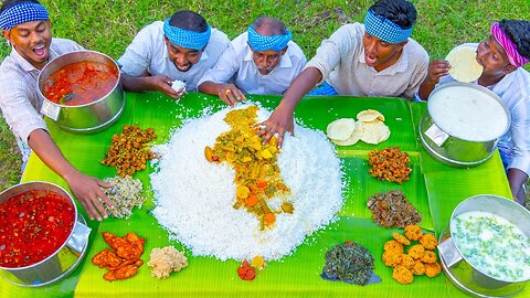 VEG THALI - 15 Varieties of Veg Recipes - Huge South Indian Veg Thali Recipes Cooking In Village