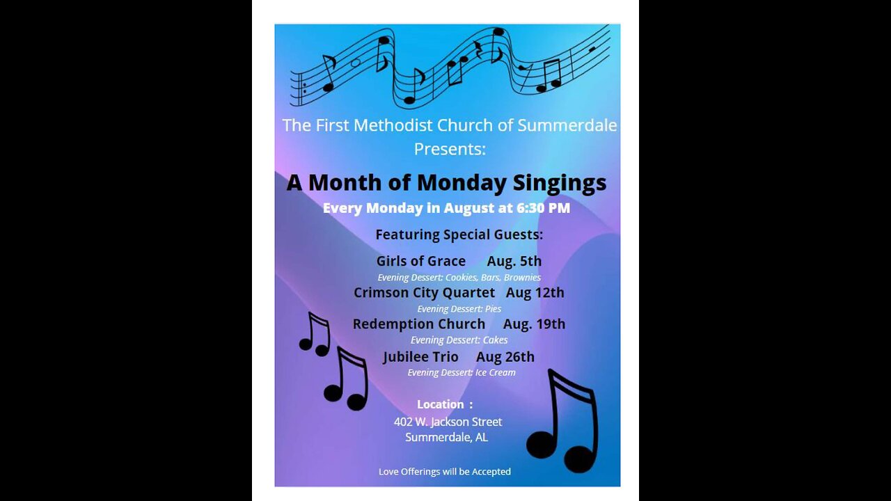 Monday Musical Worship Service - August 5, 2024