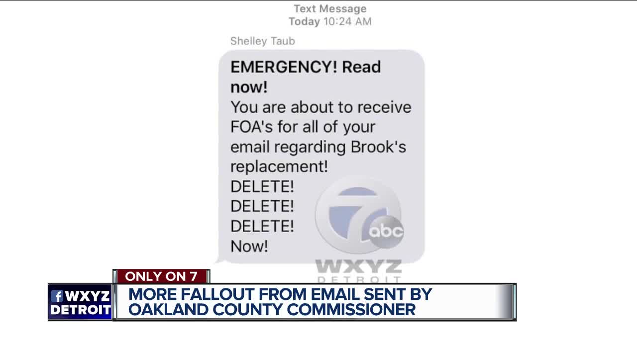 Oakland County Commissioner facing calls to resign in wake of 7 Action News report on DELETE! DELETE! DELETE! text