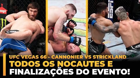 TODOS OS NOCAUTES E FINALIZAÇÕES DO UFC VEGAS 66 - CANNONIER VS STRICKLAND