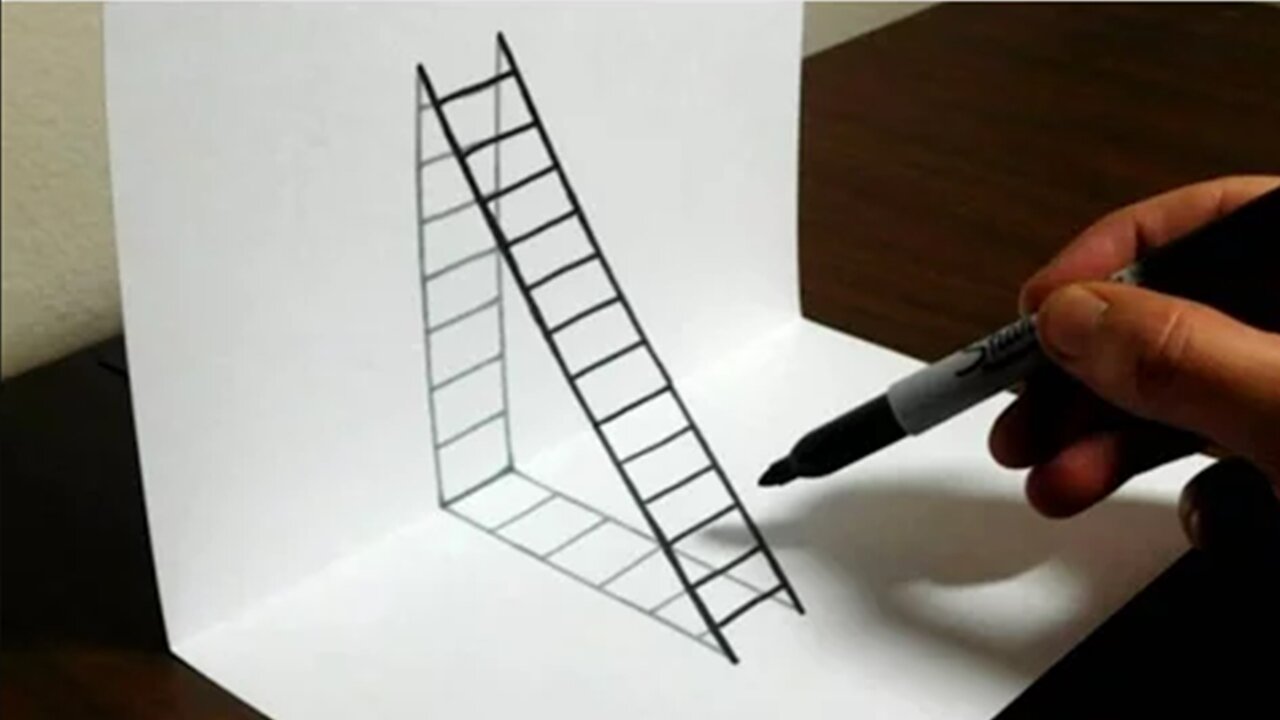 How to Draw a 3D Ladder - Trick Art For Kids