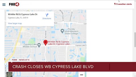 TRAFFIC ALERT: Crash closes westbound lanes of Cypress Lake Blvd. between Winkler and Summerlin