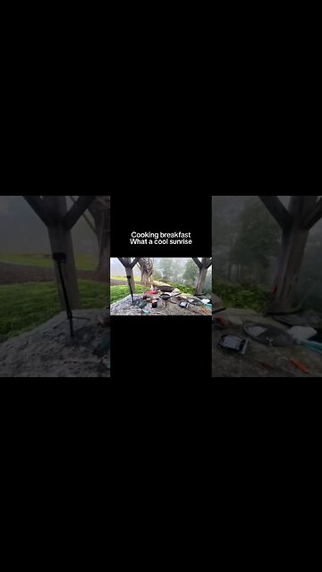 Cooking breakfast in the wilderness what a cool sunrise