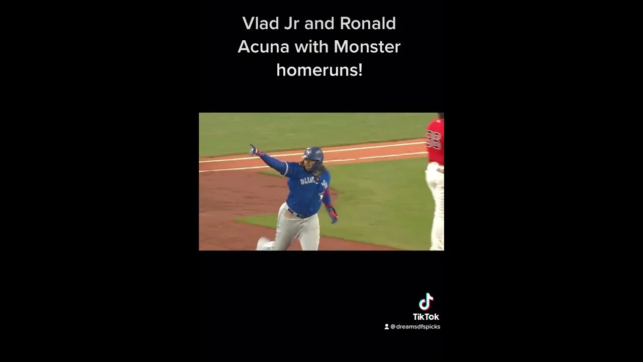 Vlad jr hits over the green monster and Ronald Acuna goes 461 feet out center field! #mlb #homerun