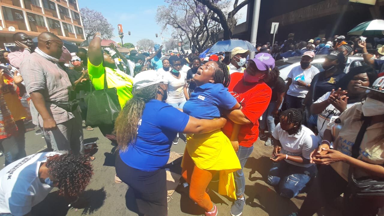 Followers of Prophet Shepherd Bushiri and his wife Mary showing support to their leaders