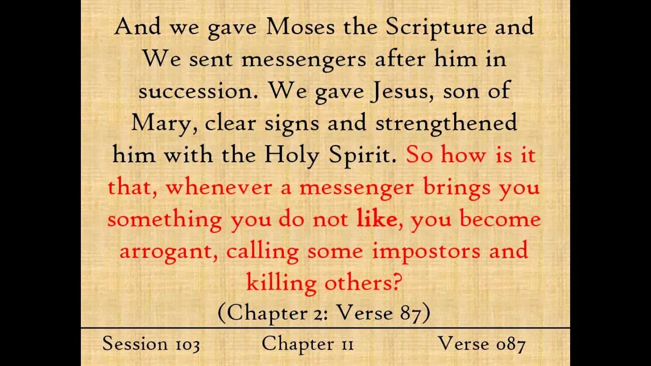 Jesus' Miracles - Session 103 - The Cow Verse 87b - English Quran