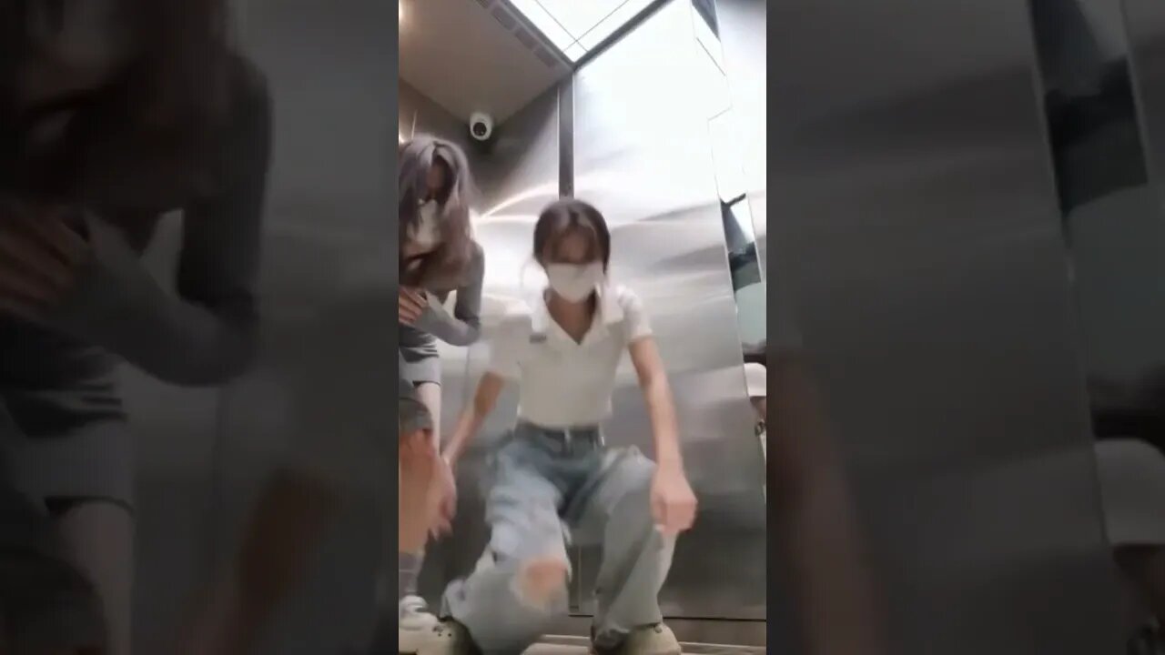 Two Possessed Chinese Girls Get All Weird In An Elevator