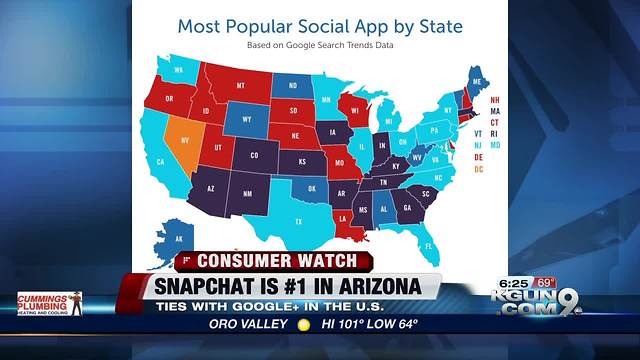 Snapchat is the most popular social media app in Arizona