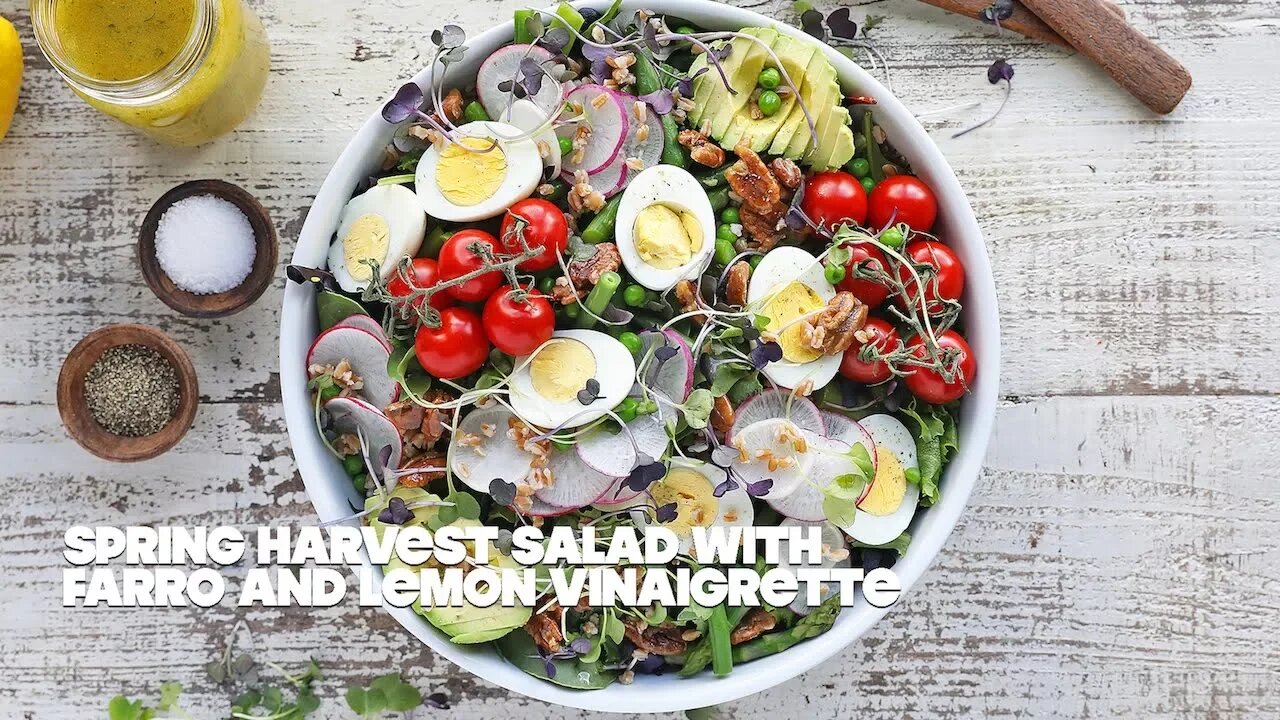 Spring Salad Recipe with Farro and Lemon Thyme Vinaigrette