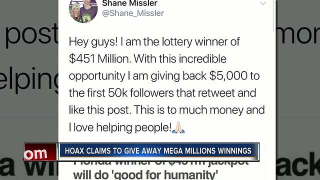 Hoax claims to give away Mega Millions winnings