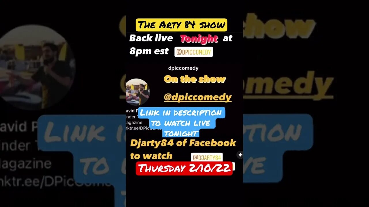 The Arty 84 Show Live tonight - link to watch in Description