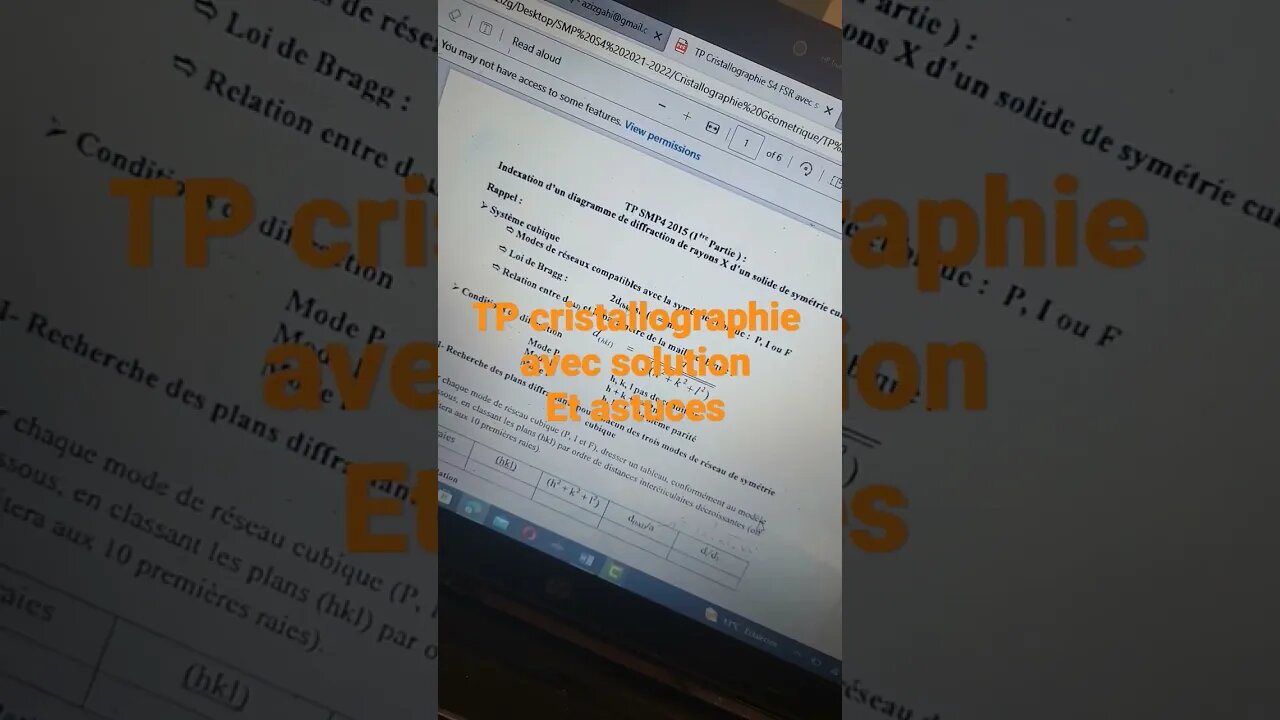 examen TP cristallographie