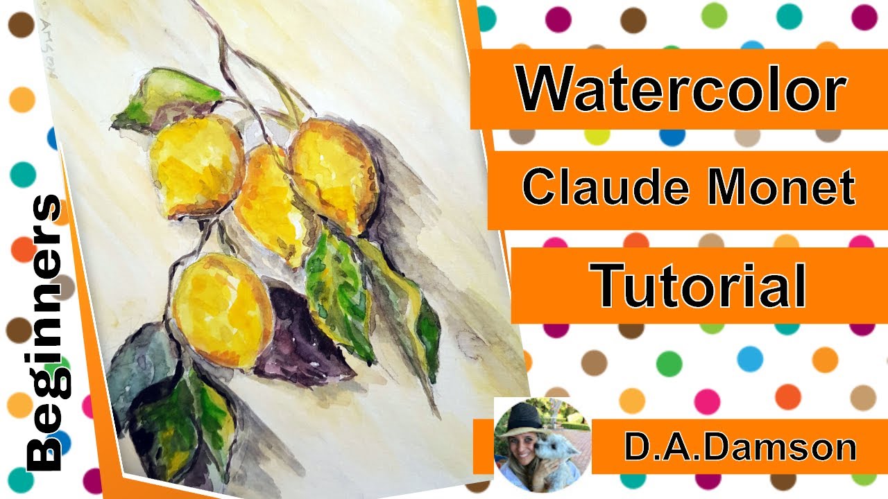 Watercolor Tutorial - Lemons Cloud Monet - Beginner