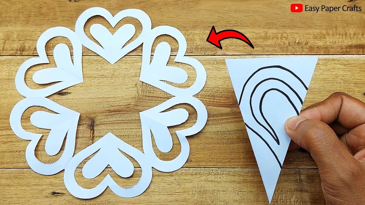 Love Shape Paper Cutting Design | How to Make Paper Snowflake Easy | Easy Paper Crafts