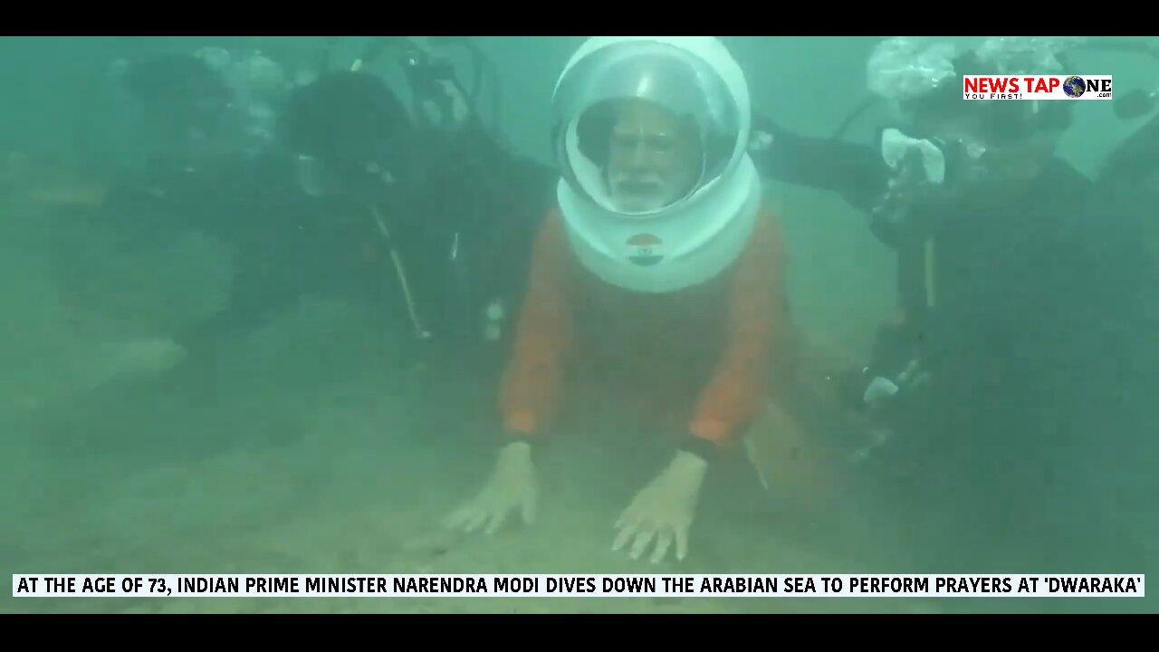 Indian Prime Minister Narendra Modi dives down the Arabian Sea to offer prayers at holy 'Dwarka'