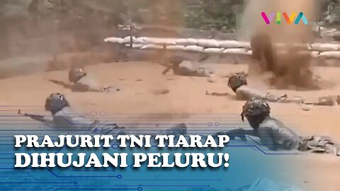 Dihujani Timah Panas, Prajurit TNI AD Tiarap di Lumpur