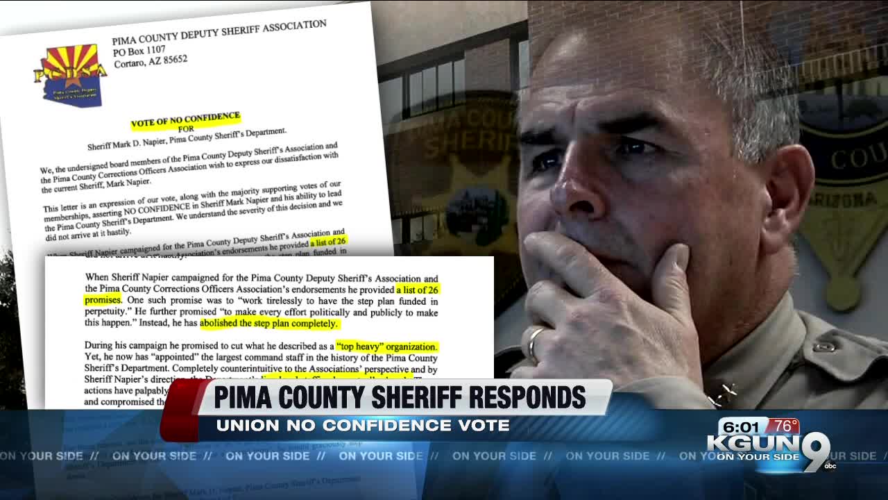 Pima County Sheriff responds to union's no-confidence vote 6p