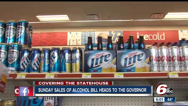 Bill to allow alcohol sales on Sundays in Indiana is now on its way to the governor's desk for his signature