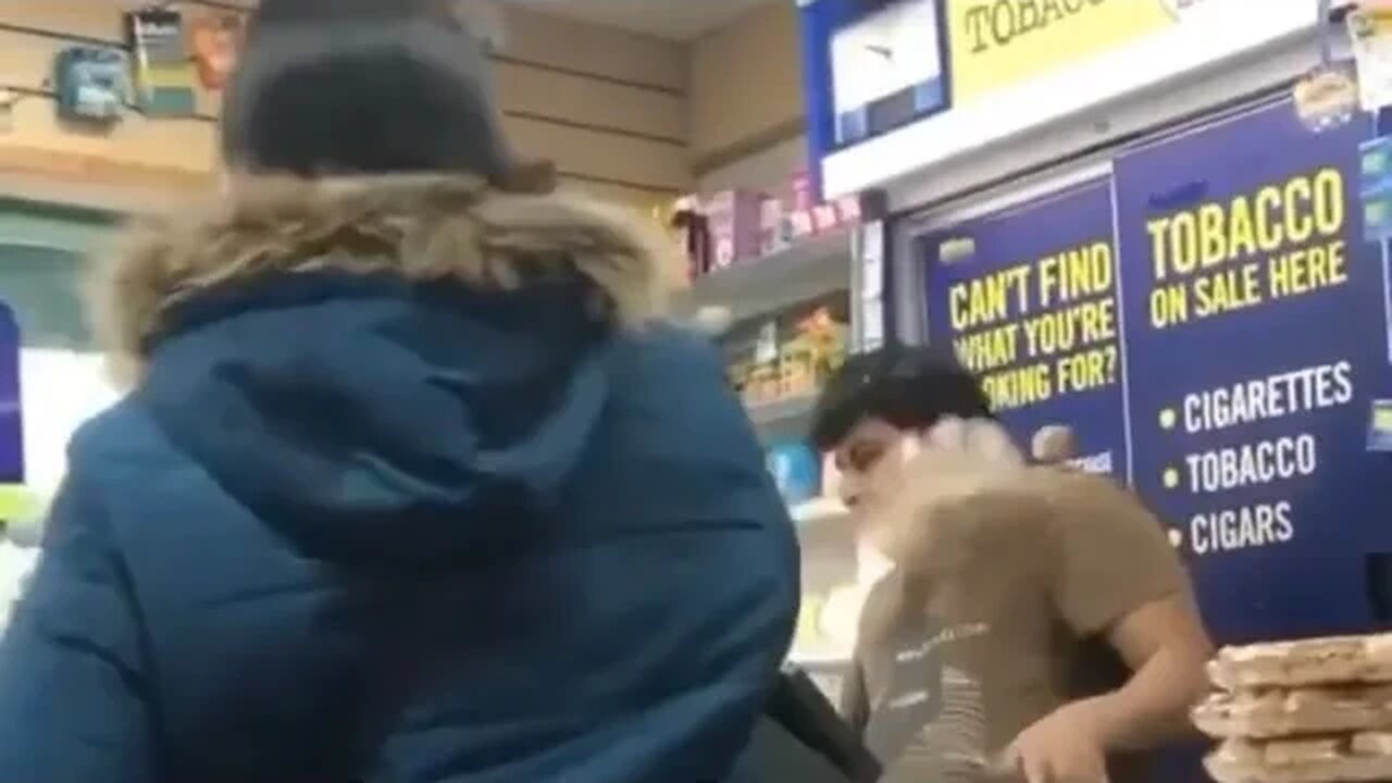 UK Angry lady bounces loaf of bread off shopkeeper’s head wants to fight him