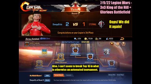 Contra Returns: 7/9/22 Legion Wars - 3v3 King of the Hill + Glorious Battlefield