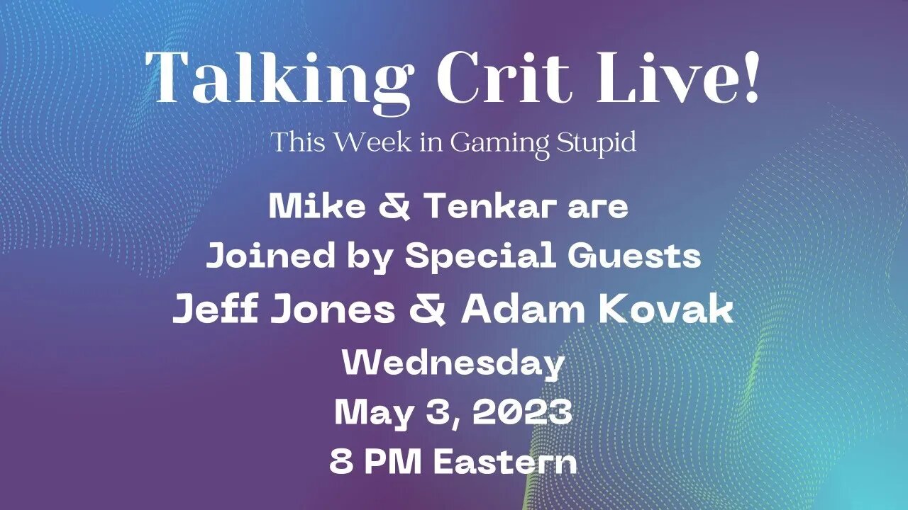 Talking Crit Live! with Guest Jeff Jones & Adam Kovak (Zine Special) Tonight at 8 PM Eastern