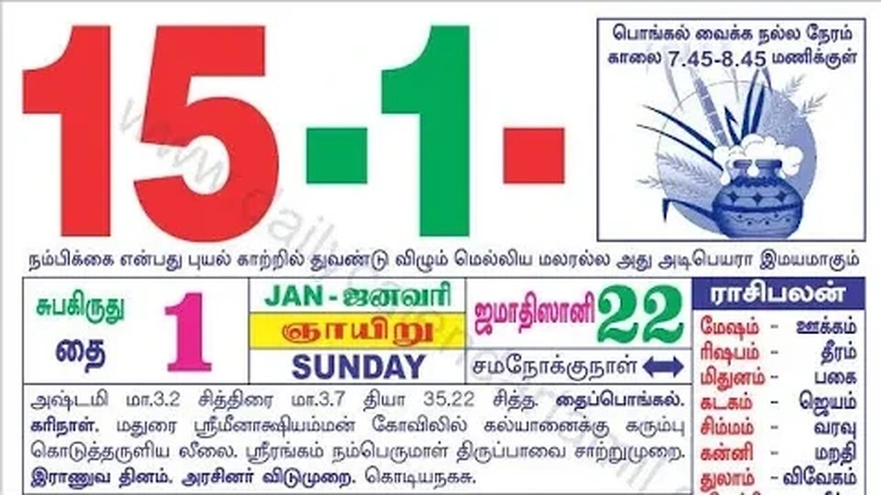 இன்றைய ராசிபலன் ||15|01|2023 |ஞாயிற்றுக்கிழமை||Today Rasi Palan | Daily Horoscope