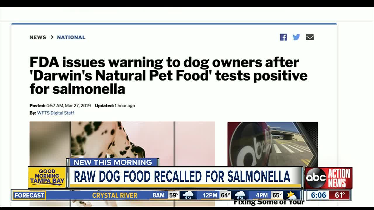 FDA issues warning to dog owners after 'Darwin's Natural Pet Food' tests positive for salmonella