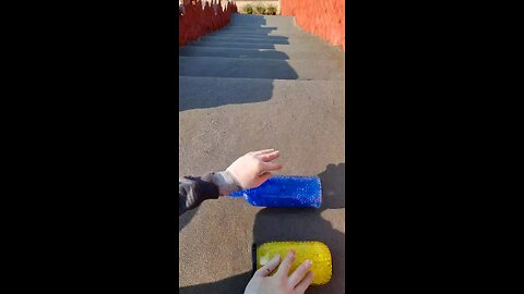 Yellow Or Blue glass Bottles_ Crushing Crunchy _ Soft things _shorts _asmrsounds _satisfying. #asmr