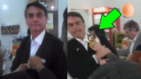 Video shows protester breaking egg on President Bolsonaro