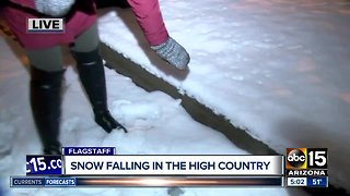 Snow falls in Flagstaff overnight