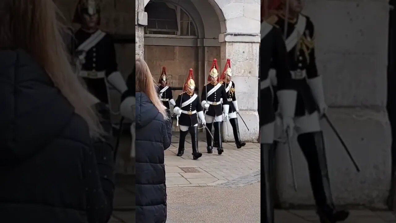 The kings guard shouts make way way blues and royals #horseguardsparade