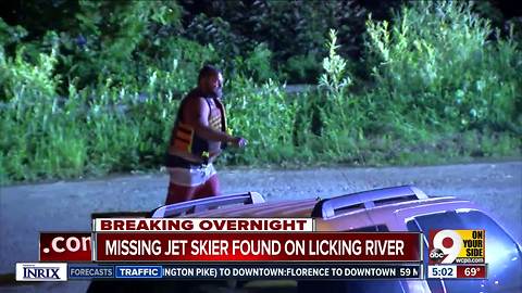 Missing jet skier rescued from the Licking River