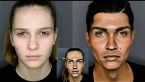 メイクでクリスティアーノ・ロナウドに変身