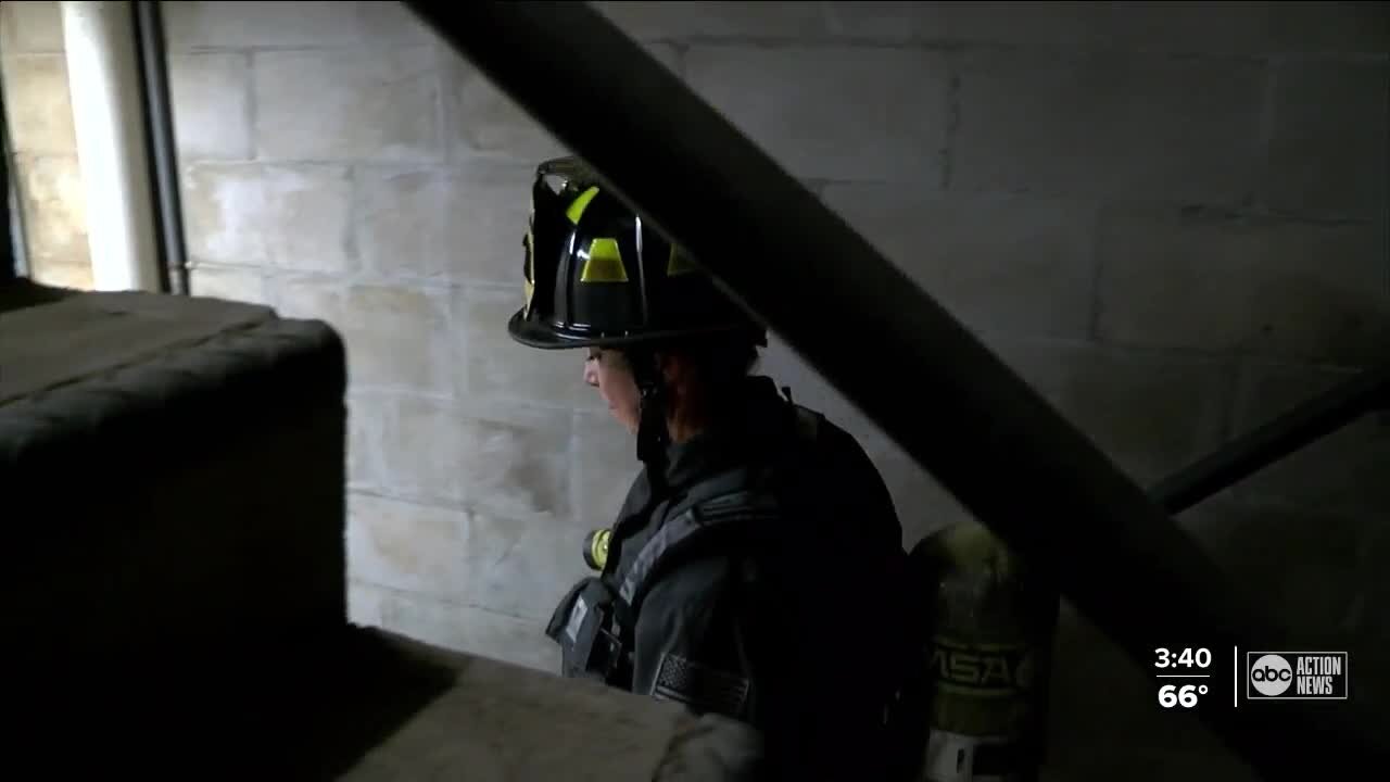 Fire fighters climbing the steps of Raymond James Stadium to help save our lungs