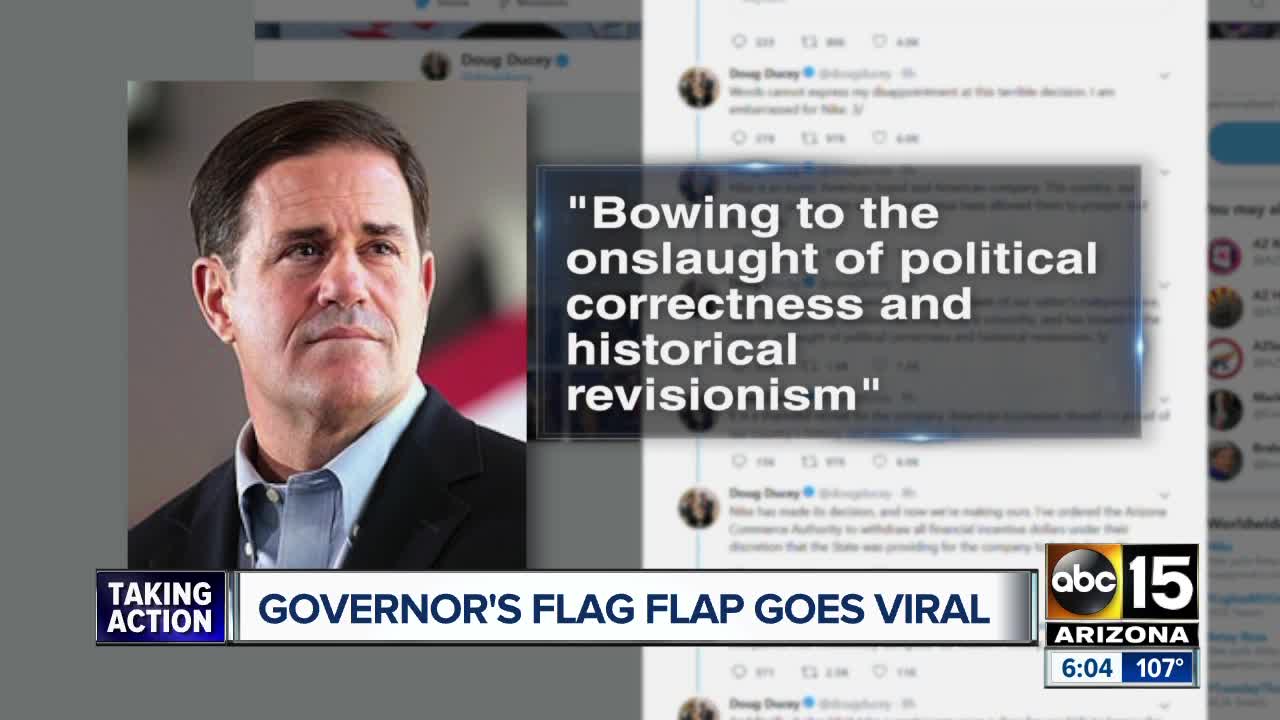 Arizona Governor Doug Ducey yanks Nike grant over flag shoe flap