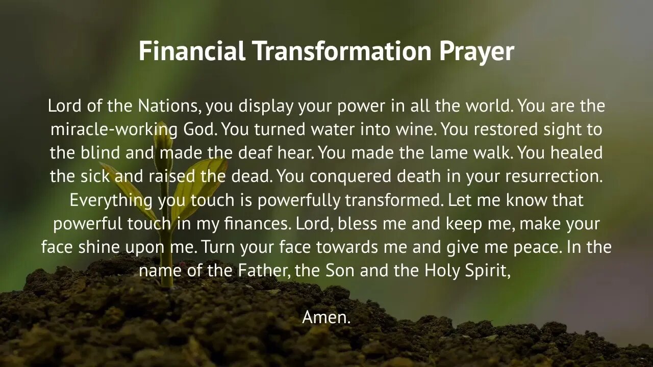 Financial Transformation Prayer (Prayer for Financial Miracle)