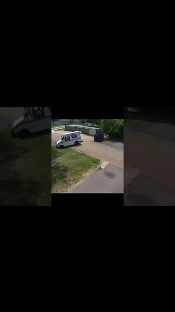 USPS mail carrier crash vehicle into ditch then fixes the divots before driving off